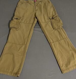 PJMARK Cargo Pants Mens 36 Khaki Canvas Straight Leg Regular Fit Flat Front